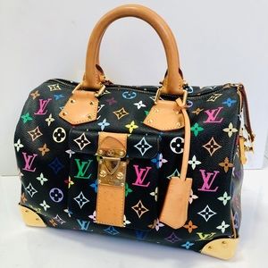 🧚🏼‍♀️LOUIS VUITTON🧚🏼‍♀️ Rare
Black Monogram Multicolor Speedy 30 Bag